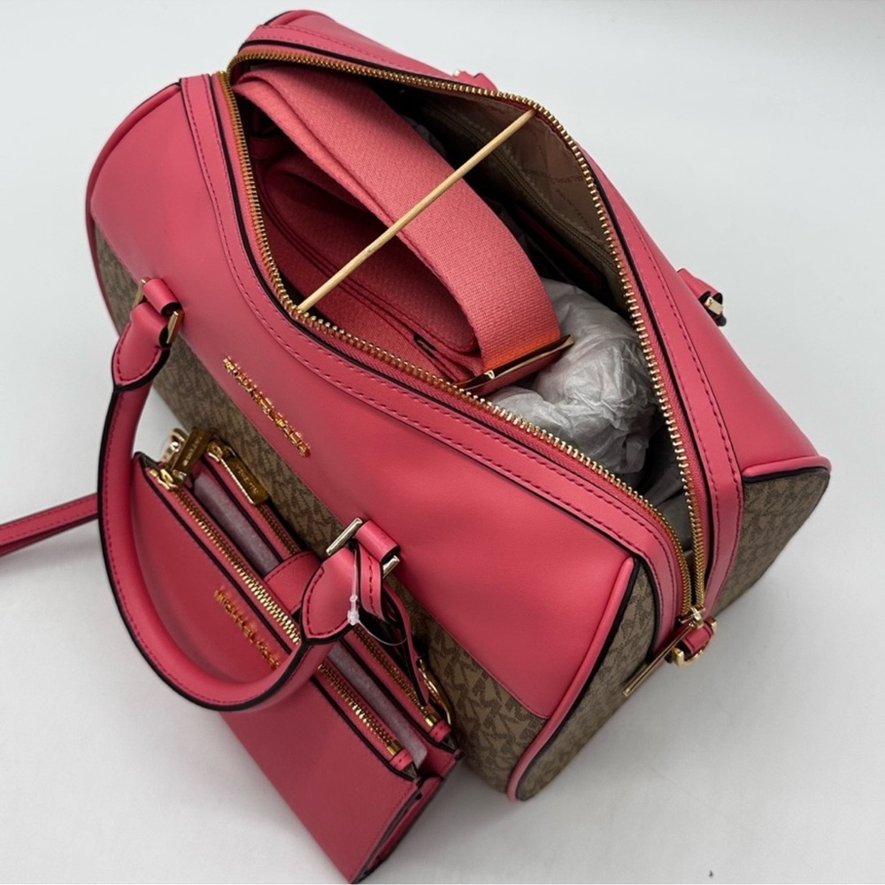 Michael Kors MK Jet Set Travel Medium Duffle Satchel Bag & Double Zip Wallet - Picture 7 of 14